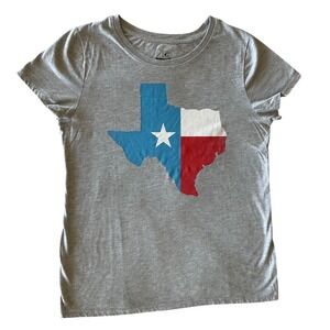 Family Fun Texas Lone Star Flag Graphic T-Shirt Gray Missy Medium Crew Neck